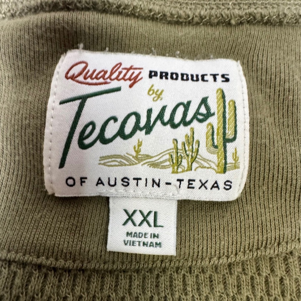Tecovas Western Long Sleeve Thermal Henley Green Men's Size XXL Cowboy Knit - Picture 4 of 6